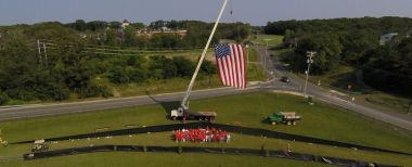 The Wall That Heals Last Day in Gloucester, MA
From July 12, 2015. The volunteers stand before the Wall during Closing Ceremonies.
Keywords: Gloucester;Drone